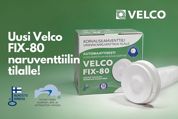 Velco FIX-80 korvausilmaratkaisu- vaihda muoviset naruventtiilit helposti uusiin